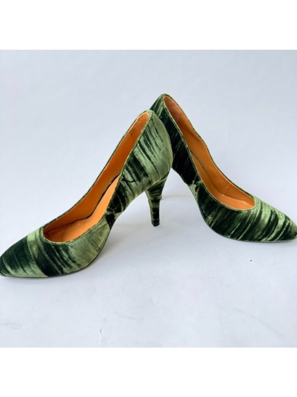 Sezane Magda Court Shoes Womens Size 9 Green Velvet Pointed Toe Stiletto Pumps